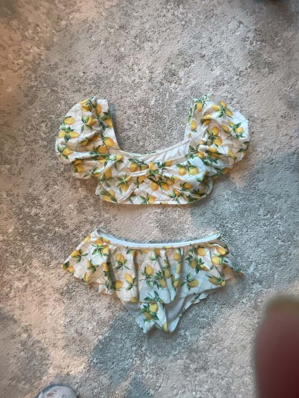 Janie and Jack Lemon Swimsuit Size 12 Two-Piece Ruffle Bathing Suit